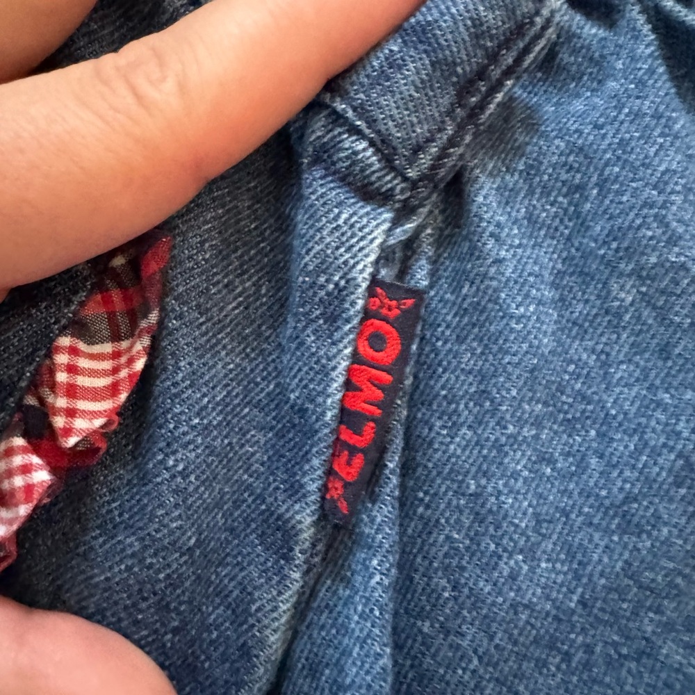 2002 Elmo Denim Pants with Red Plaid Trim and Embroidery - Picture 3 of 9